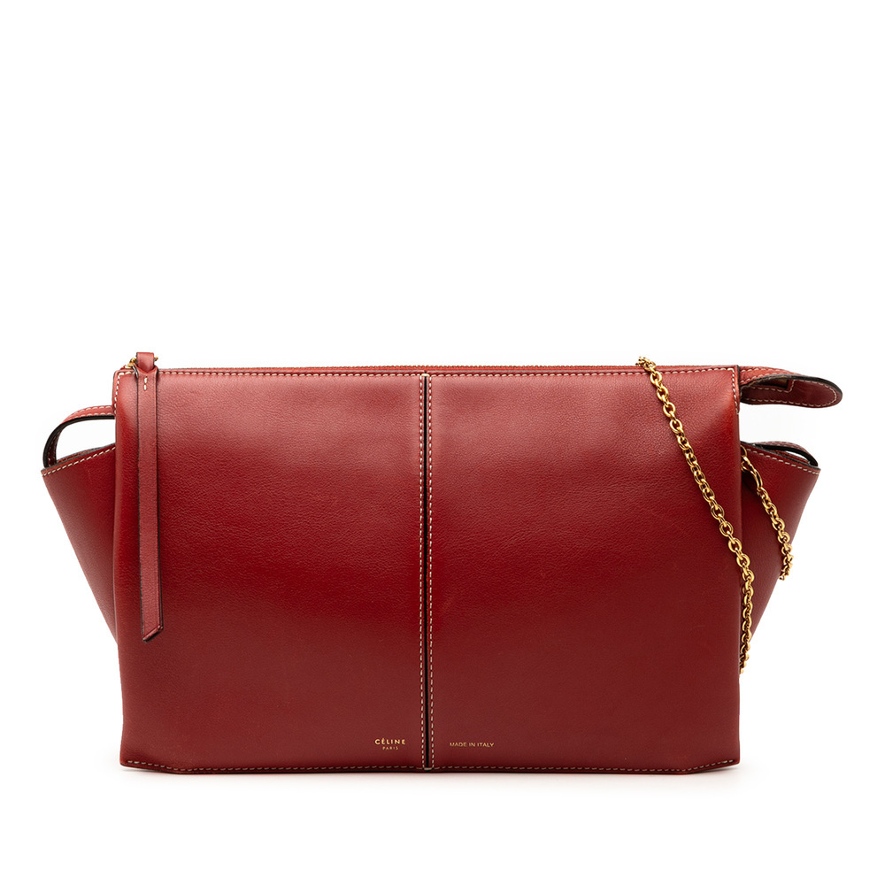 Pre-Loved Celine Trifold Leather Clutch On Chain